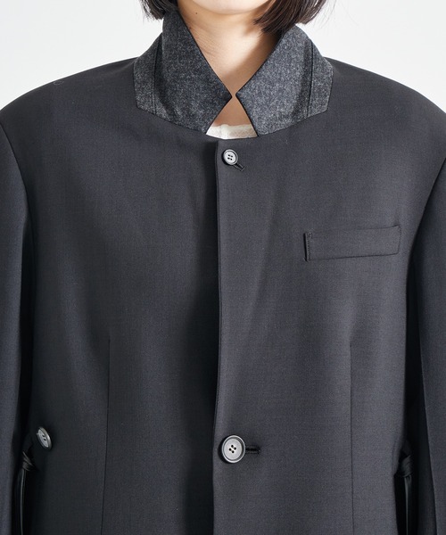 STUDIOUS(ステュディオス)の「【STUDIOUS/ステュディオス】Leather Belted Tailored Jacket/レザーベルテッドテイラードジャケット(テーラードジャケット・レディース・ブラック/ベージュ・1/2)」の20枚目の写真