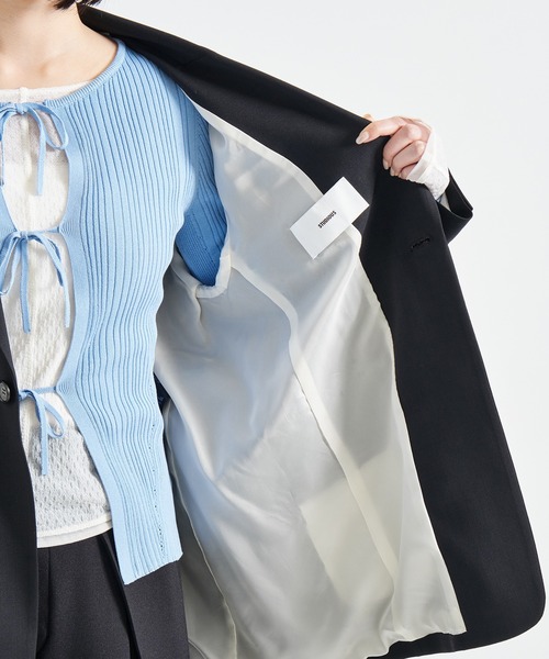 STUDIOUS(ステュディオス)の「【STUDIOUS/ステュディオス】Leather Belted Tailored Jacket/レザーベルテッドテイラードジャケット(テーラードジャケット・レディース・ブラック/ベージュ・1/2)」の13枚目の写真