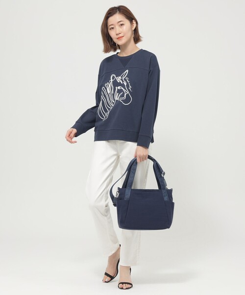 EVEX by KRIZIA(エヴェックスバイクリツィア)の「【ウォッシャブル】ゼブラコードエンブロイダリースウェット(Tシャツ/カットソー・レディース・オフホワイト/ダークネイビー/イエロー・40)」の5枚目の写真
