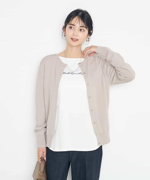 a.v.v（アーヴェヴェ）の「【洗える/UVカット】クルーネックカーディガン（カーディガン/ボレロ・レディース・ホワイト/ブラック/オレンジ/ブルー/ミント/グレー系その他・40/38/36/34/42）」の4枚目の写真