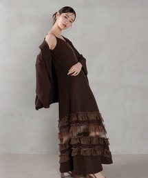 Kana(カナ)の裾フリルキャミワンピース オーバーサイズジャケット 2点セット ドレス パーティー デイリー 結婚式 お呼ばれ マタニティ オケージョン(ドレス)