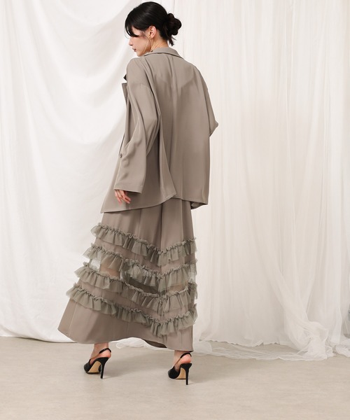 裾フリルキャミワンピース オーバーサイズジャケット 2点セット ドレス  