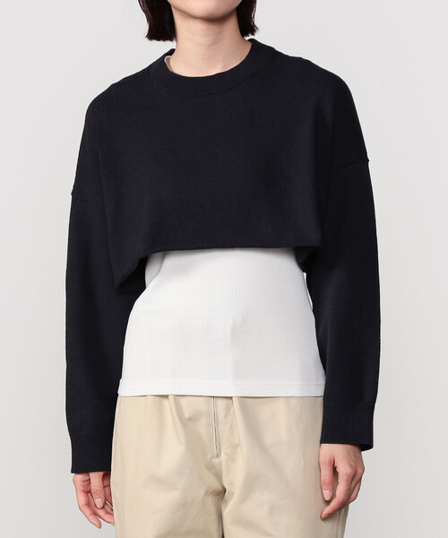 ORCIVAL（オーシバル）の「ORCIVAL | コットンシルク ショート丈ニットプルオーバー WOMEN（ニット/セーター・レディース・アイボリー/ネイビー・1）」の14枚目の写真