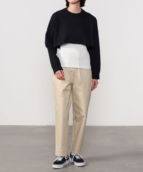 ORCIVAL（オーシバル）の「ORCIVAL | コットンシルク ショート丈ニットプルオーバー WOMEN（ニット/セーター・レディース・アイボリー/ネイビー・1）」の3枚目の写真