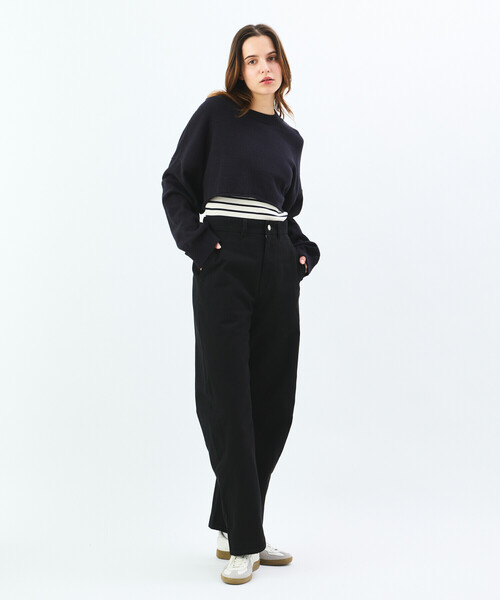 ORCIVAL（オーシバル）の「ORCIVAL | コットンシルク ショート丈ニットプルオーバー WOMEN（ニット/セーター・レディース・アイボリー/ネイビー・1）」の5枚目の写真