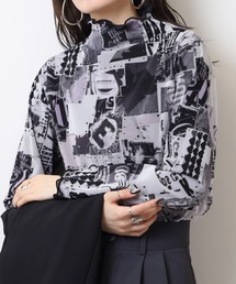 BRODIAEA メッシュメロウトップス リバーシブル可 転写プリント×無地