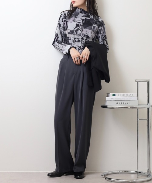 BRODIAEA(ブローディア)の「BRODIAEA メッシュメロウトップス リバーシブル可 転写プリント×無地(Tシャツ/カットソー・レディース・ブラック/ライム・40)」の6枚目の写真