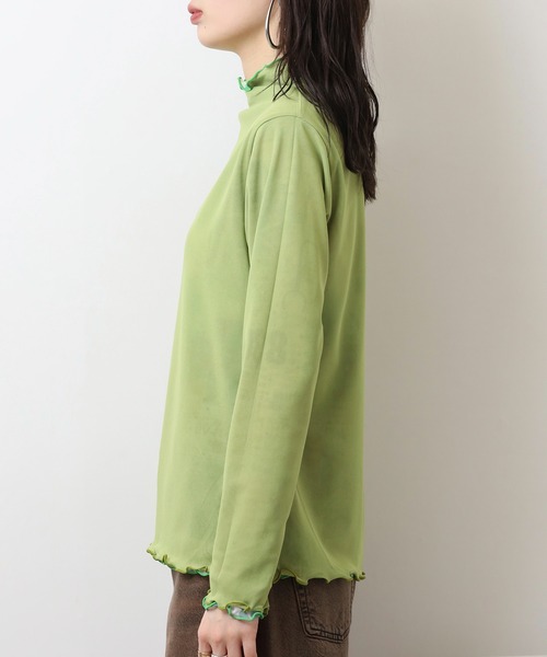ブローディア BRODIAEA メッシュメロウトップス リバーシブル可 転写プリント×無地 （ブラック） セール】BRODIAEA メッシュメロウトップス リバーシブル可 転写