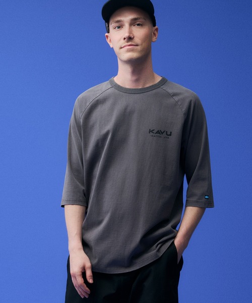 KAVU(カブー)の「KAVU/カブー Mountain Logo BB Tee/マウンテンロゴベースボールティー(Tシャツ/カットソー・メンズ・ブラック/アイボリー/ブルー/レッド・X-LARGE/MEDIUM/LARGE)」の2枚目の写真