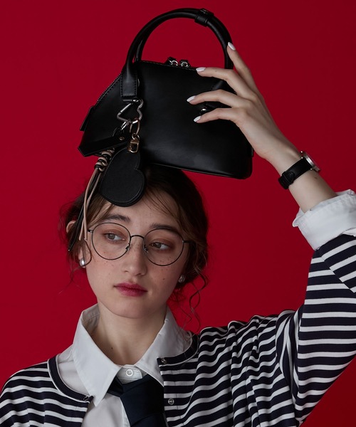 BONLECILL Marche（ボンルシールマルシェ）の「【BONLECILL Marche】2wayヘキサゴンボストンバッグ／ショルダーバッグ（ボストンバッグ・レディース・バーガンディー/ブラック/グレイッシュベージュ・FREE）」の10枚目の写真