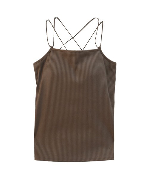 Reurie'（レウリィ）の「カップ付き テレコリブ スクエア キャミソール/telecorib square camisole　バッククロス　レイヤード　キャミ　カジュアル　きれいめ　インナー（キャミソール・レディース・モカ/ホワイト/ブラック・FREE）」の8枚目の写真