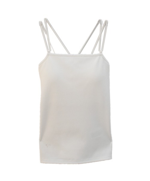 Reurie'（レウリィ）の「カップ付き テレコリブ スクエア キャミソール/telecorib square camisole　バッククロス　レイヤード　キャミ　カジュアル　きれいめ　インナー（キャミソール・レディース・モカ/ホワイト/ブラック・FREE）」の9枚目の写真