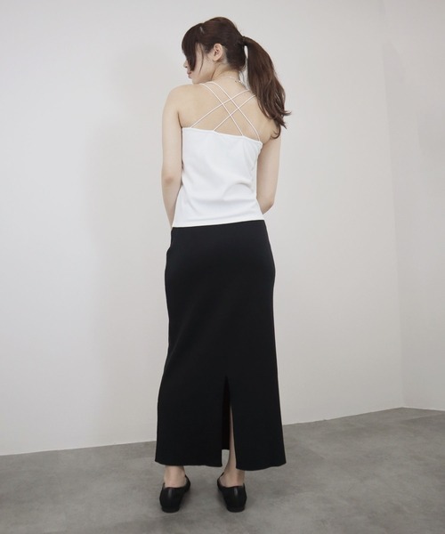 Reurie'（レウリィ）の「カップ付き テレコリブ スクエア キャミソール/telecorib square camisole　バッククロス　レイヤード　キャミ　カジュアル　きれいめ　インナー（キャミソール・レディース・モカ/ホワイト/ブラック・FREE）」の17枚目の写真