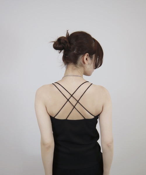 Reurie'（レウリィ）の「カップ付き テレコリブ スクエア キャミソール/telecorib square camisole　バッククロス　レイヤード　キャミ　カジュアル　きれいめ　インナー（キャミソール・レディース・モカ/ホワイト/ブラック・FREE）」の19枚目の写真