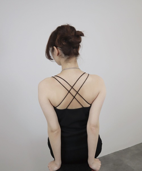 Reurie'（レウリィ）の「カップ付き テレコリブ スクエア キャミソール/telecorib square camisole　バッククロス　レイヤード　キャミ　カジュアル　きれいめ　インナー（キャミソール・レディース・モカ/ホワイト/ブラック・FREE）」の22枚目の写真