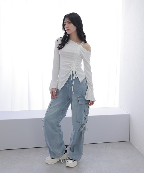 machatt のシャーリングトップス マチャット machatt シャーリングトップス ピンク シャーリング