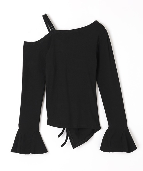 one off shoulder shirring tops/ワンオフショルダー
