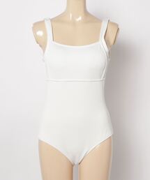 ヤマト便【RL】スクエアネック メッシュ ワンピース水着 White スクエアネックマーメイドニットワンピースsdp0179b アイボリー