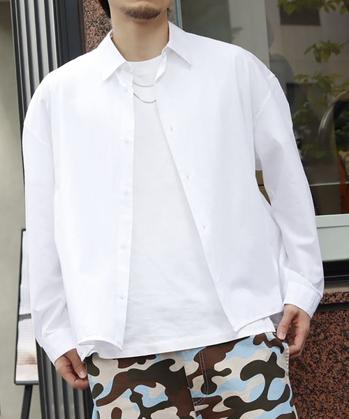 SEEALL（シーオール）の「【SEEALL / シーオール】 REGULAR COLLAR SHIRTS SAU53/ SH381/ I-001（シャツ/ブラウス・メンズ・ブラック/カーキ/ホワイト・46/48）」の2枚目の写真