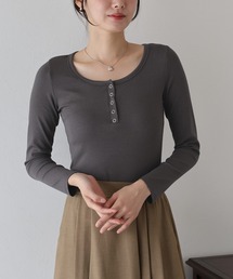 ヘンリーネック長袖Tシャツ