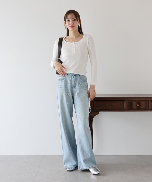 BLUEEAST(ブルーイースト)の「ヘンリーネック長袖Tシャツ(Tシャツ/カットソー・レディース・グレー/ブルー/ブラック/ホワイト/チャコールグレー・MEDIUM)」の10枚目の写真