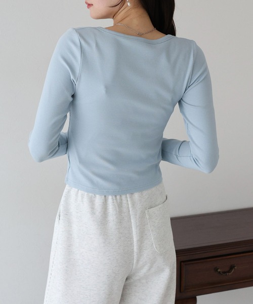 BLUEEAST(ブルーイースト)の「ヘンリーネック長袖Tシャツ(Tシャツ/カットソー・レディース・グレー/ブルー/ブラック/ホワイト/チャコールグレー・MEDIUM)」の15枚目の写真