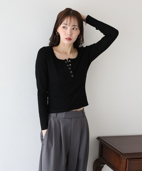 BLUEEAST(ブルーイースト)の「ヘンリーネック長袖Tシャツ(Tシャツ/カットソー・レディース・グレー/ブルー/ブラック/ホワイト/チャコールグレー・MEDIUM)」の20枚目の写真
