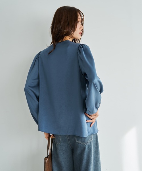 STYLE DELI（スタイルデリ）の「ヴィンテージサテンWリボンブラウス（シャツ/ブラウス・レディース・ブラック/ブルー系その他・FREE）」の9枚目の写真