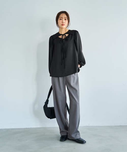 STYLE DELI（スタイルデリ）の「ヴィンテージサテンWリボンブラウス（シャツ/ブラウス・レディース・ブラック/ブルー系その他・FREE）」の10枚目の写真