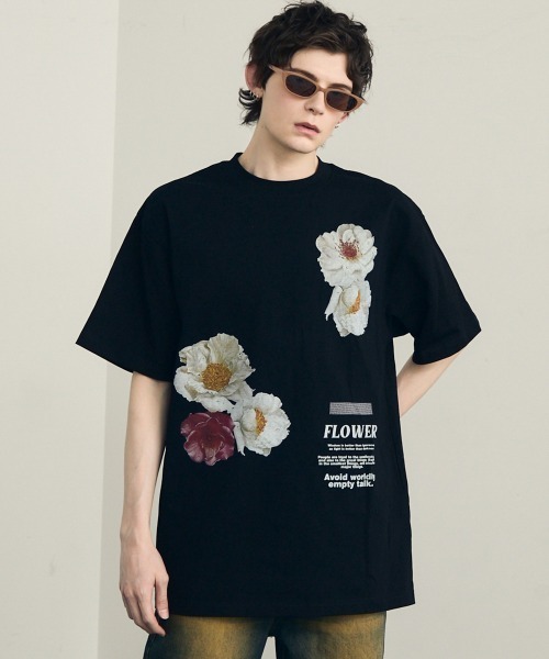 セール】Retro flower design 8oz short sleeve T-shirt / レトロ