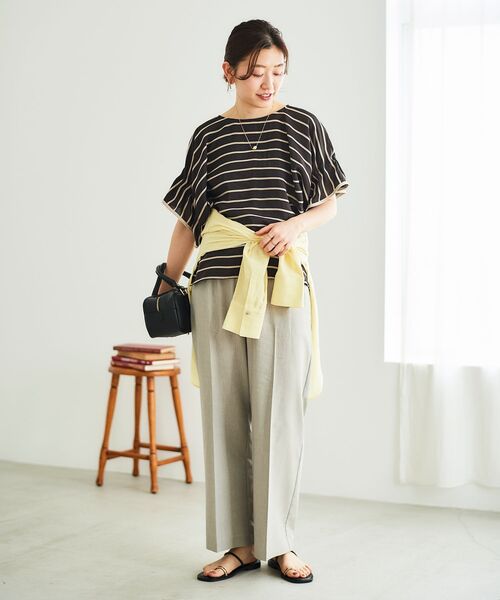 le.coeur blanc(ルクールブラン)の「《手洗い可能》ドビーボーダーギャザーブラウス(シャツ/ブラウス・レディース・ブルー系その他3/ホワイト系その他/ブラック系その他・38)」の22枚目の写真