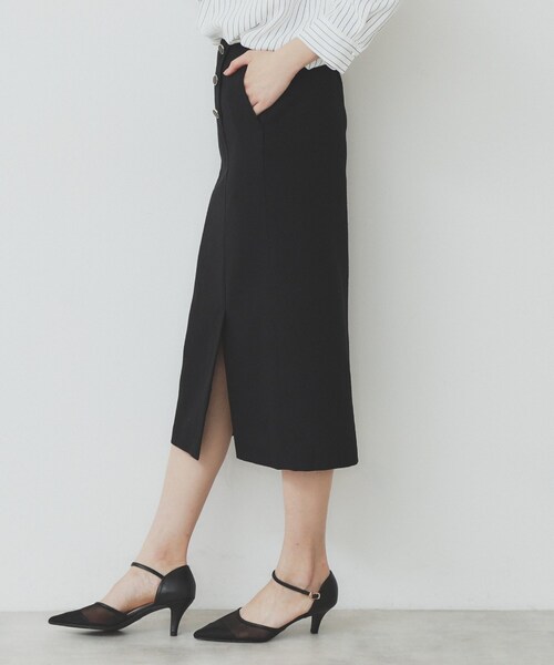 index（インデックス）の「リネンライクラメツイードラップタイトスカート/セットアップ対応【洗濯機洗い可】（スカート・レディース・ライトグレー/ブラック・38/36/40）」の8枚目の写真