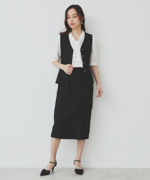 index（インデックス）の「リネンライクラメツイードラップタイトスカート/セットアップ対応【洗濯機洗い可】（スカート・レディース・ライトグレー/ブラック・38/36/40）」の10枚目の写真