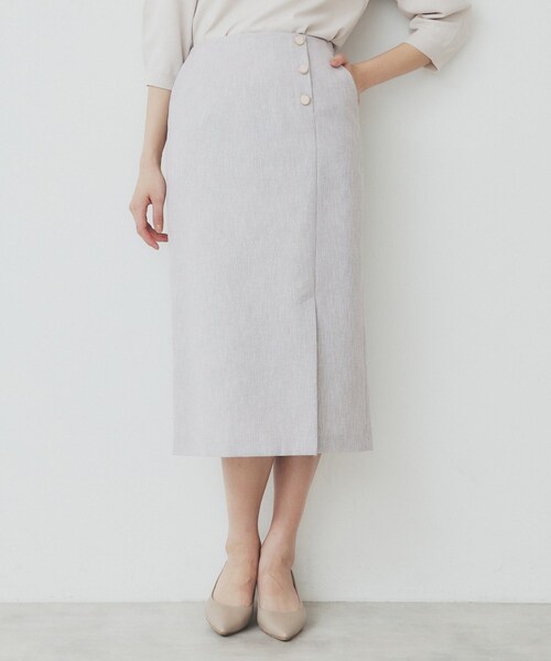 index（インデックス）の「リネンライクラメツイードラップタイトスカート/セットアップ対応【洗濯機洗い可】（スカート・レディース・ライトグレー/ブラック・38/36/40）」の12枚目の写真