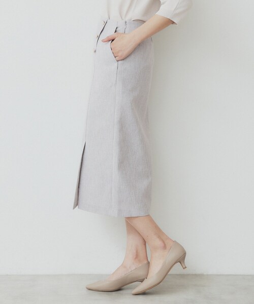 index（インデックス）の「リネンライクラメツイードラップタイトスカート/セットアップ対応【洗濯機洗い可】（スカート・レディース・ライトグレー/ブラック・38/36/40）」の13枚目の写真