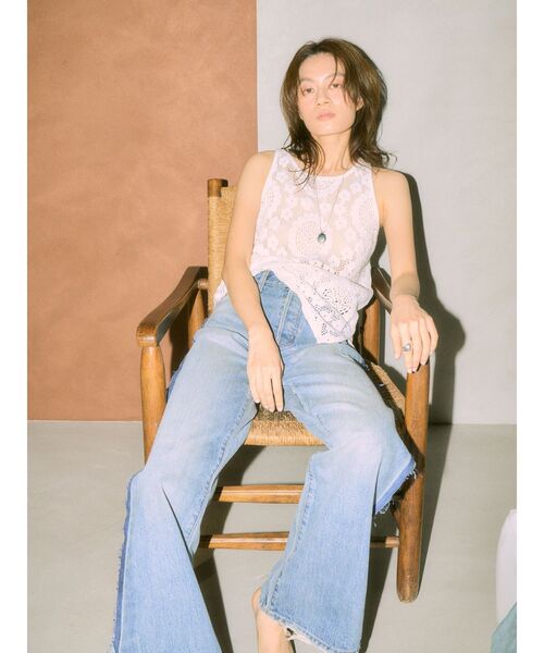 Htage（テージ）の「【Htage】バックデザインレーストップス（Tシャツ/カットソー・レディース・ブラック/オフホワイト・FREE）」の5枚目の写真