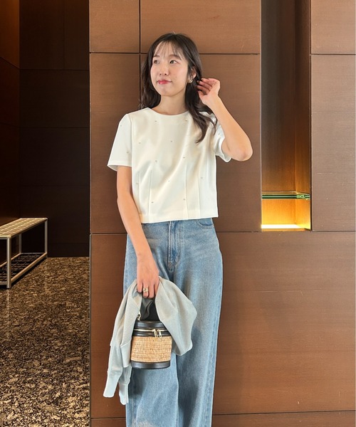 タグ付き新品未使用　JUSGLITTY ハート刺繍クロップドカットソー JUSGLITTY（ジャスグリッティー）の「ハート刺繍クロップドカットソー