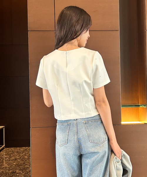 タグ付き新品未使用　JUSGLITTY ハート刺繍クロップドカットソー JUSGLITTY（ジャスグリッティー）の「ハート刺繍クロップドカットソー