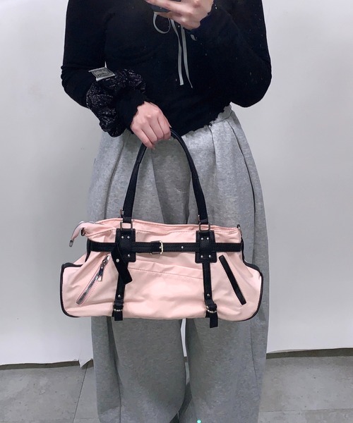 lilful（リルフル）の「【ペットボトル収納可能！】Y2K ベルトボストン2WAYショルダーバッグ ハンドバッグ（ショルダーバッグ・レディース・レオパード/ブラック/ピンク・F）」の15枚目の写真