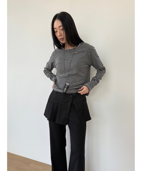 Didot.showroom（ディドット ショールーム）の「スラックスラップスカート（スカート・レディース・ブラック/ブラウン・FREE）」の3枚目の写真