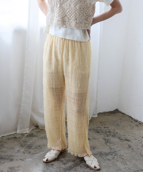 No Rule No Line（ノール－ルノーライン）の「レイヤード風シアーチュールパンツ シアーレギンス（その他パンツ・レディース・チャコール/アイボリー/ブラック・FREE）」の2枚目の写真