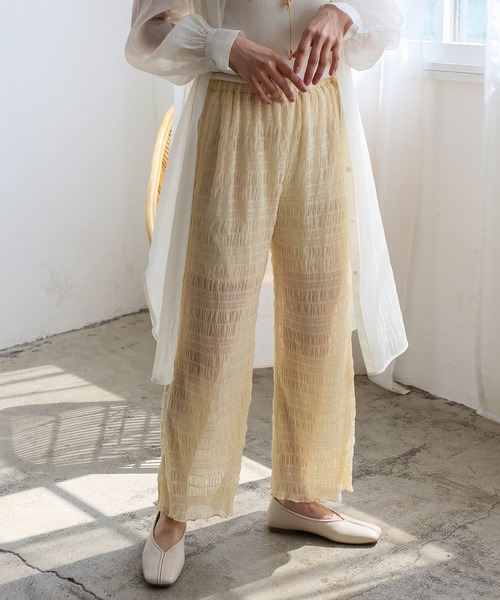 【美品】ANDREA & Coシアーシャイニーブルゾン+チュールレイヤードパンツ 美品】ANDREA & Coシアーシャイニーブルゾン+チュールレイヤード