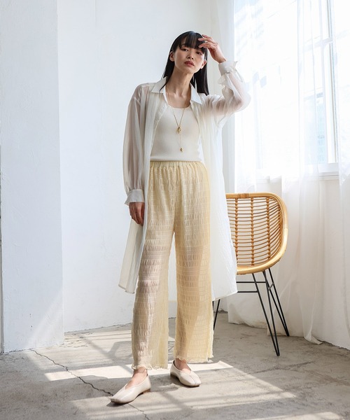 【美品】ANDREA & Coシアーシャイニーブルゾン+チュールレイヤードパンツ 美品】ANDREA & Coシアーシャイニーブルゾン+チュールレイヤード