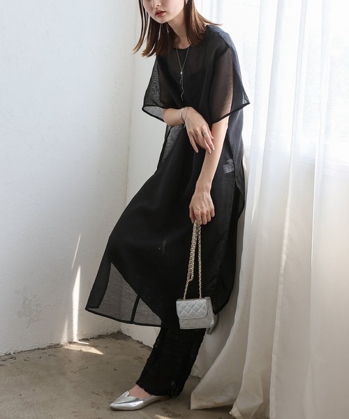 No Rule No Line（ノール－ルノーライン）の「レイヤード風シアーチュールパンツ シアーレギンス（その他パンツ・レディース・チャコール/アイボリー/ブラック・FREE）」の14枚目の写真