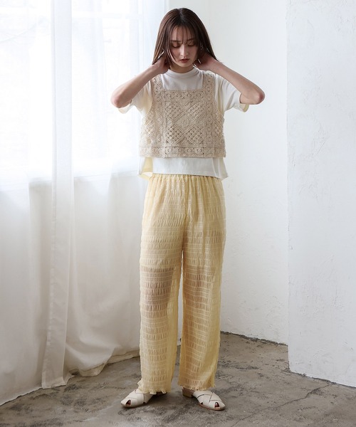 No Rule No Line（ノール－ルノーライン）の「レイヤード風シアーチュールパンツ シアーレギンス（その他パンツ・レディース・チャコール/アイボリー/ブラック・FREE）」の9枚目の写真