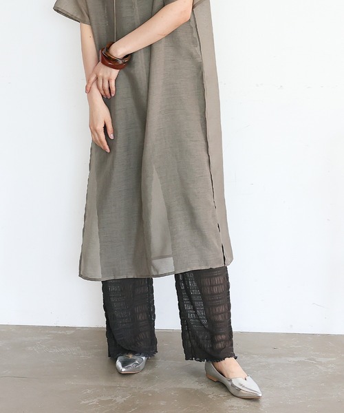 No Rule No Line（ノール－ルノーライン）の「レイヤード風シアーチュールパンツ シアーレギンス（その他パンツ・レディース・チャコール/アイボリー/ブラック・FREE）」の7枚目の写真