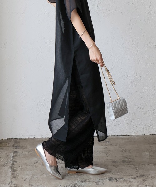 No Rule No Line（ノール－ルノーライン）の「レイヤード風シアーチュールパンツ シアーレギンス（その他パンツ・レディース・チャコール/アイボリー/ブラック・FREE）」の15枚目の写真