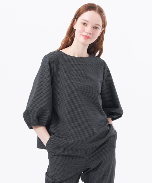 MACKINTOSH PHILOSOPHY（ﾏｯｷﾝﾄｯｼｭ ﾌｨﾛｿﾌｨｰ）の「サッカーパフスリーブブラウス（シャツ/ブラウス・レディース・ダークネイビー/ライトブルー/チャコールグレー・38/36/34）」の2枚目の写真