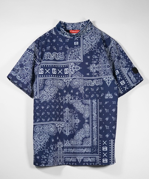 Callaway ペイズリー柄 半袖モックネックシャツ　メンズゴルフウェア DIVINER GOLF】ペイズリー柄半袖モックネック Tシャツ メンズ 襟