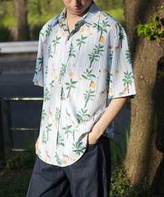 セール】アネモネプリント ギャザースタンドカラーブラウス（シャツ